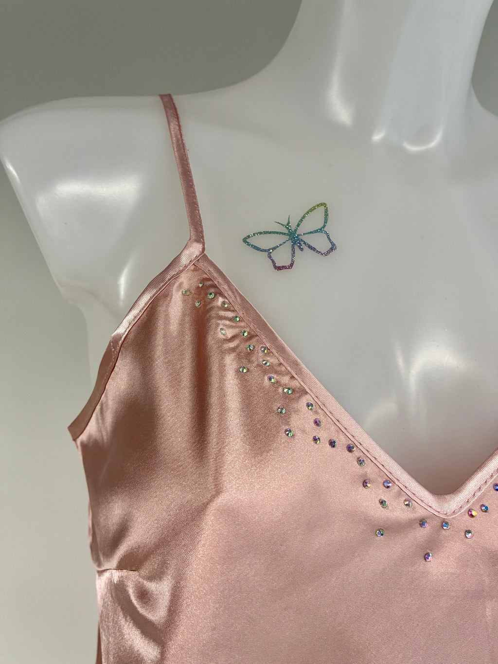 Faux satin crystal ruffle shorts 2 piece set