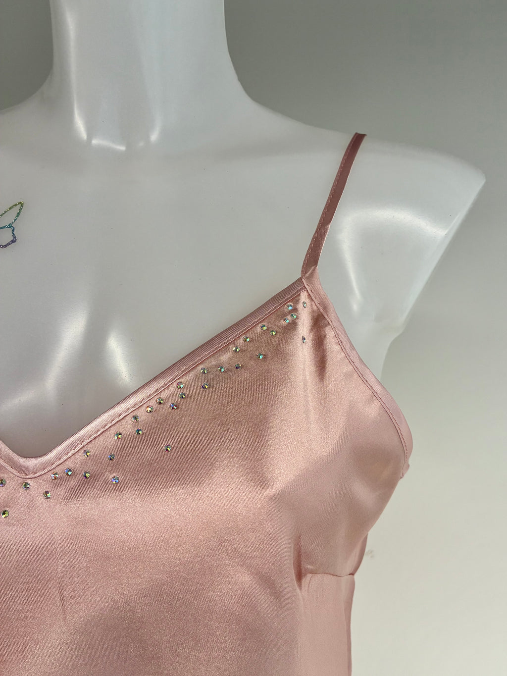 Faux satin crystal ruffle shorts 2 piece set