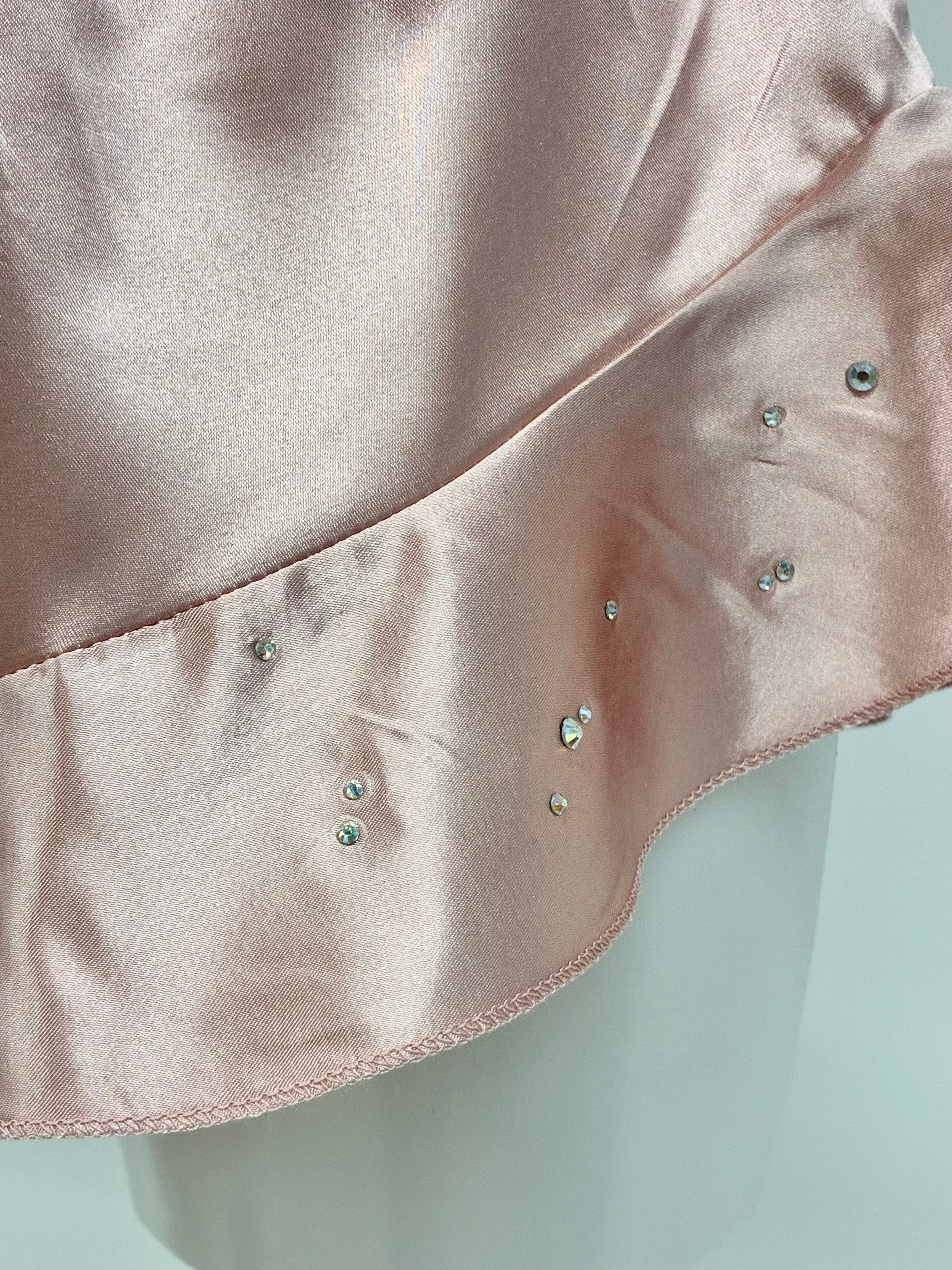 Faux satin crystal ruffle shorts 2 piece set