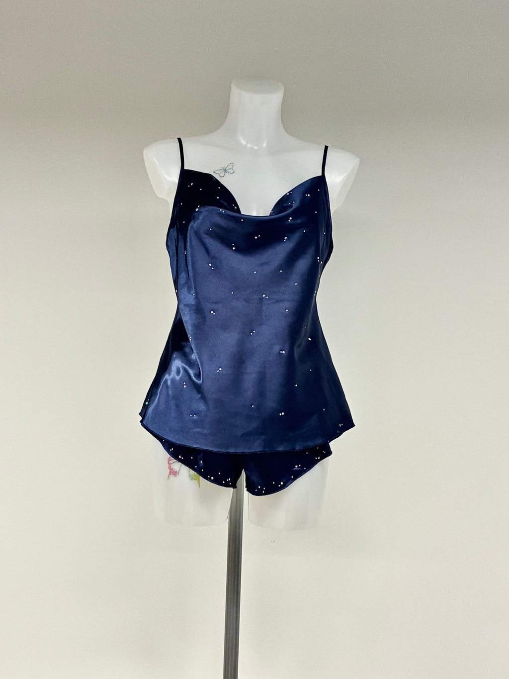Faux satin crystal 2 piece short set