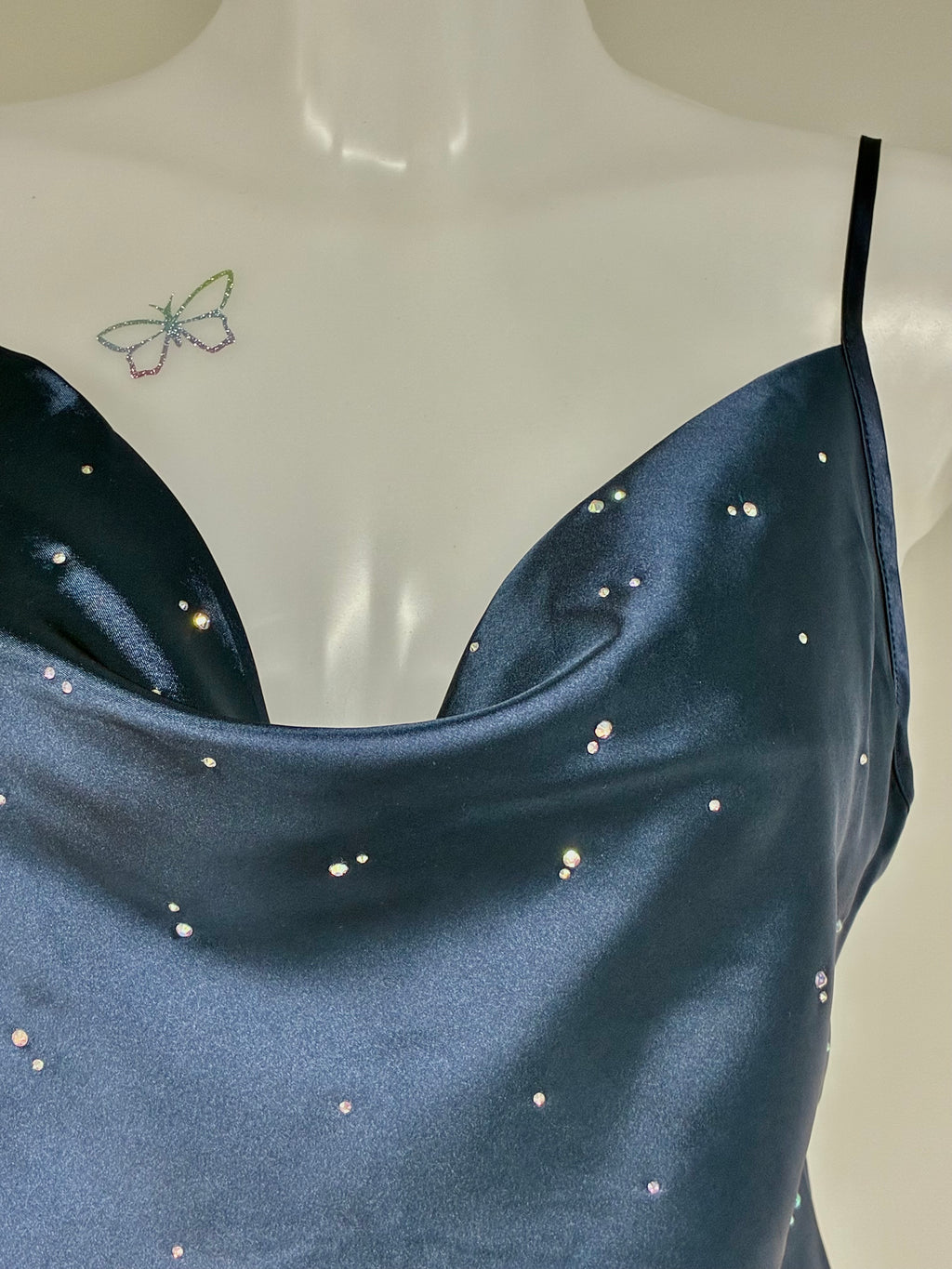 Faux satin crystal 2 piece short set