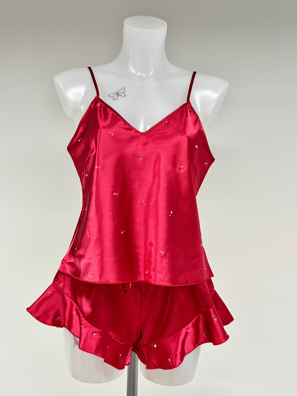 Crystal Red ruffle set co-ord