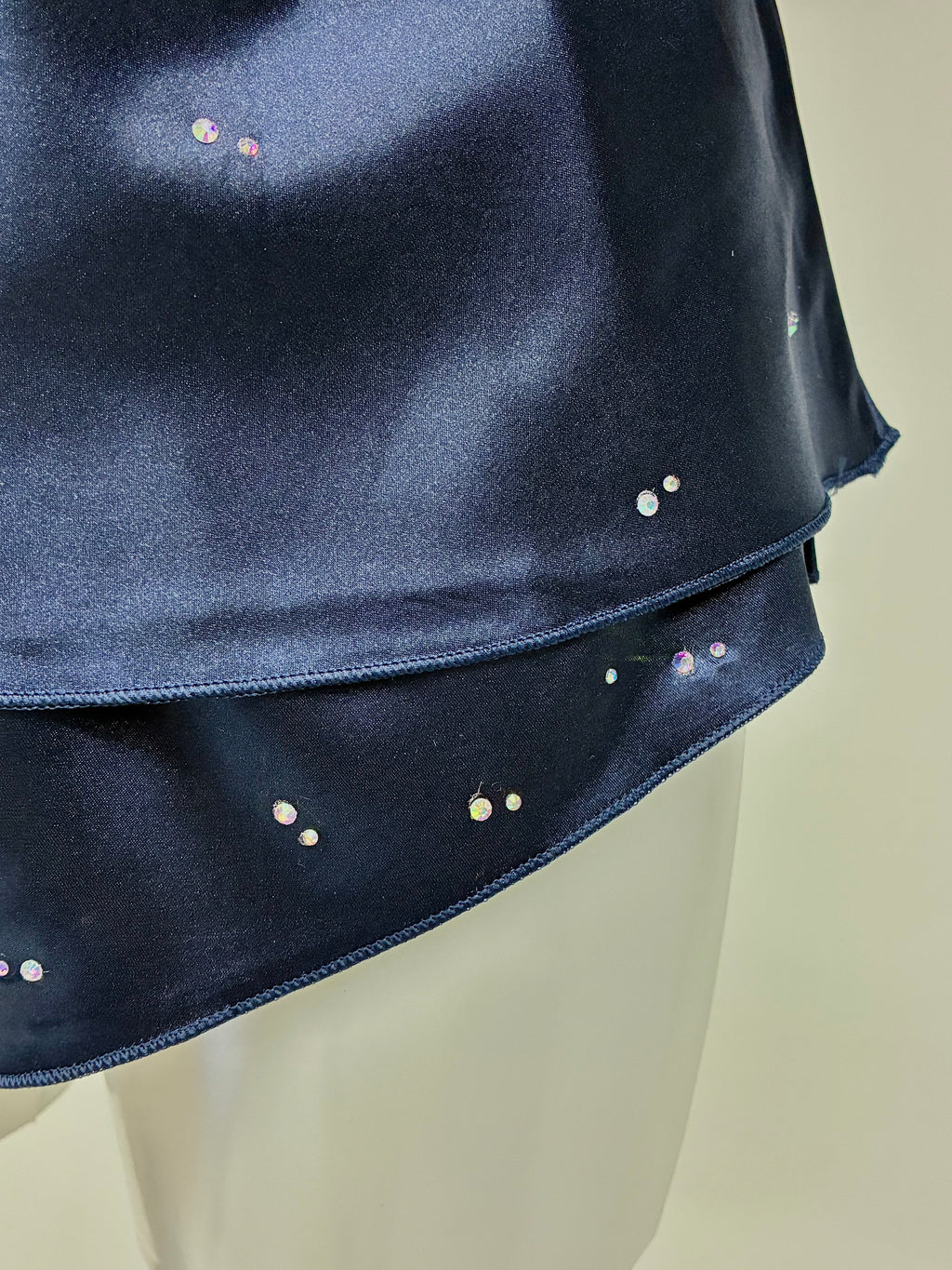 Faux satin crystal 2 piece short set