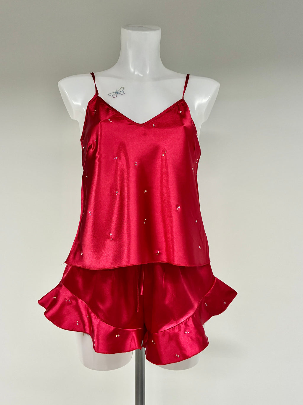 Crystal Red ruffle set co-ord