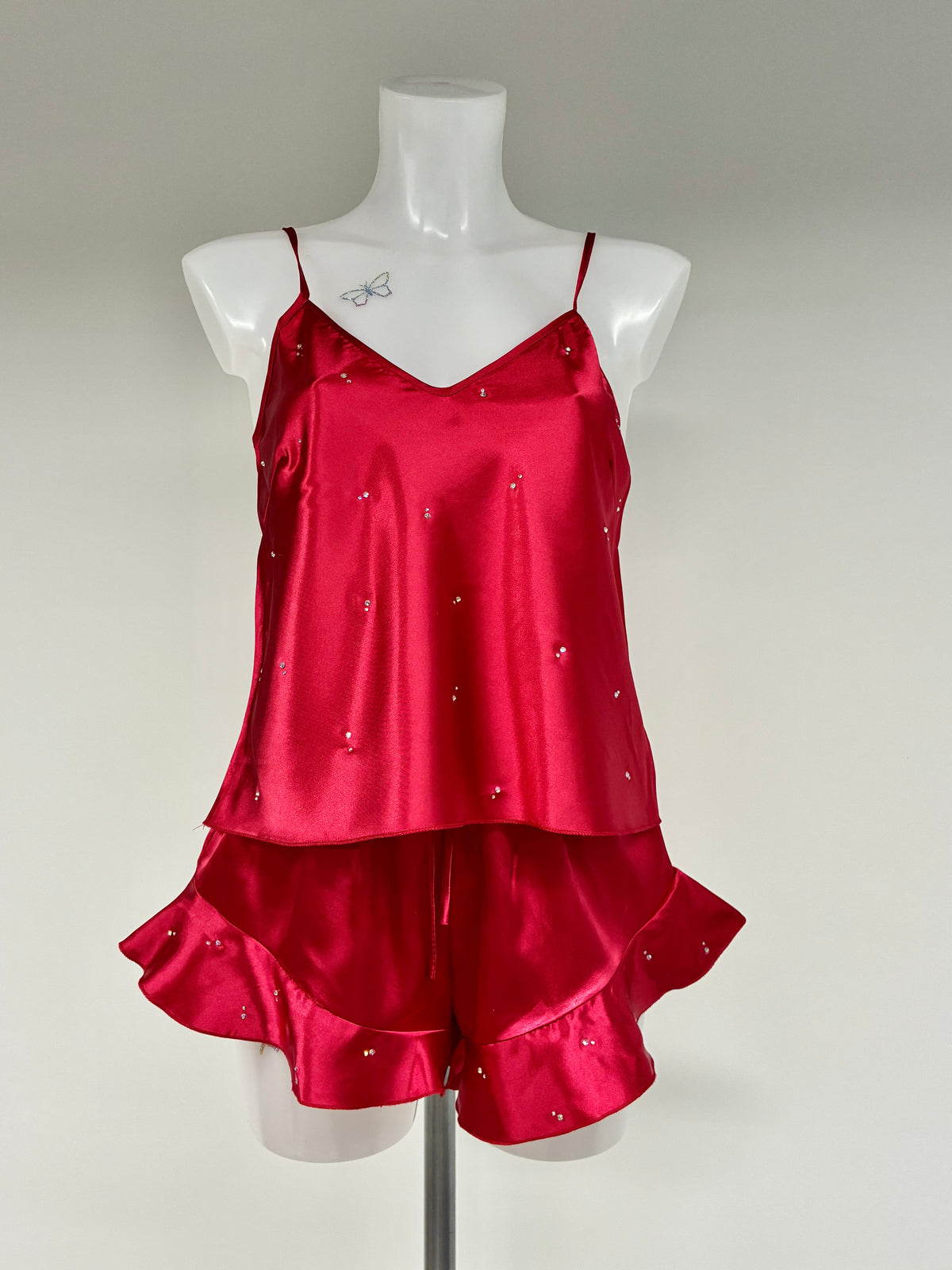 Crystal Red ruffle set co-ord