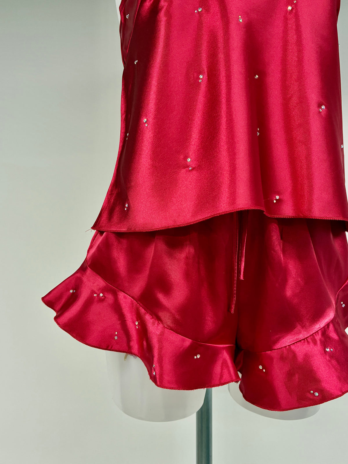 Crystal Red ruffle set co-ord