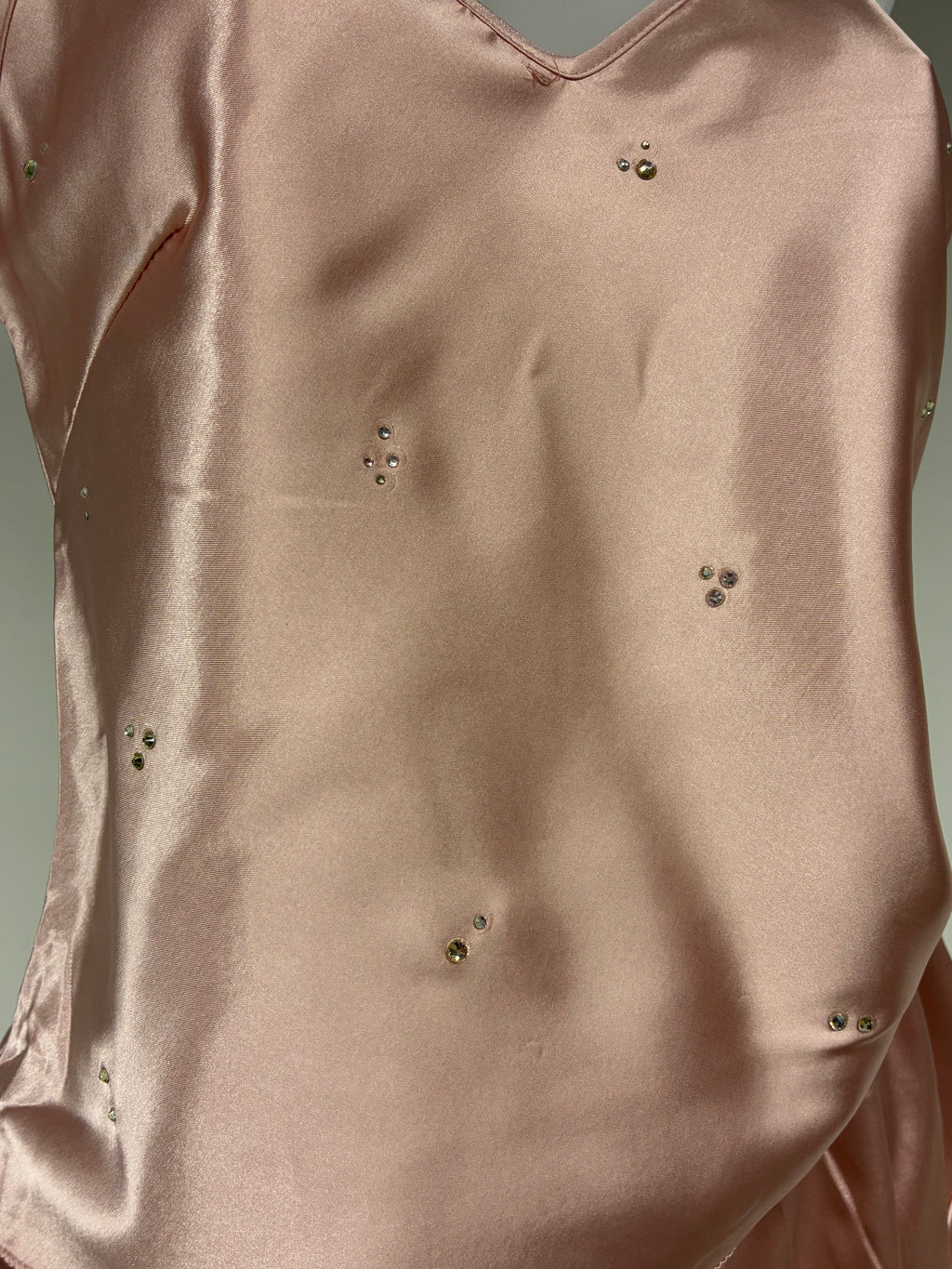 Faux satin crystal ruffle shorts 2 piece set