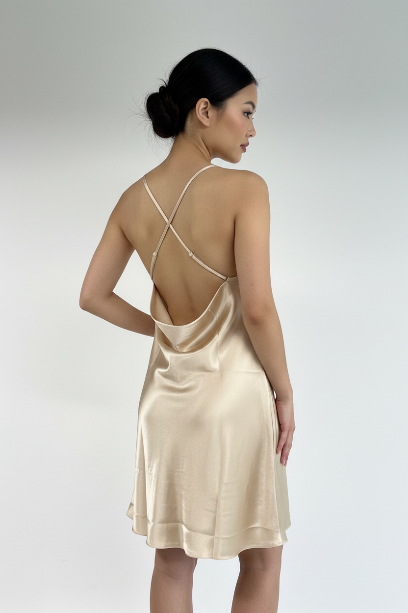 Champagne Gold Crystal Dress - Back