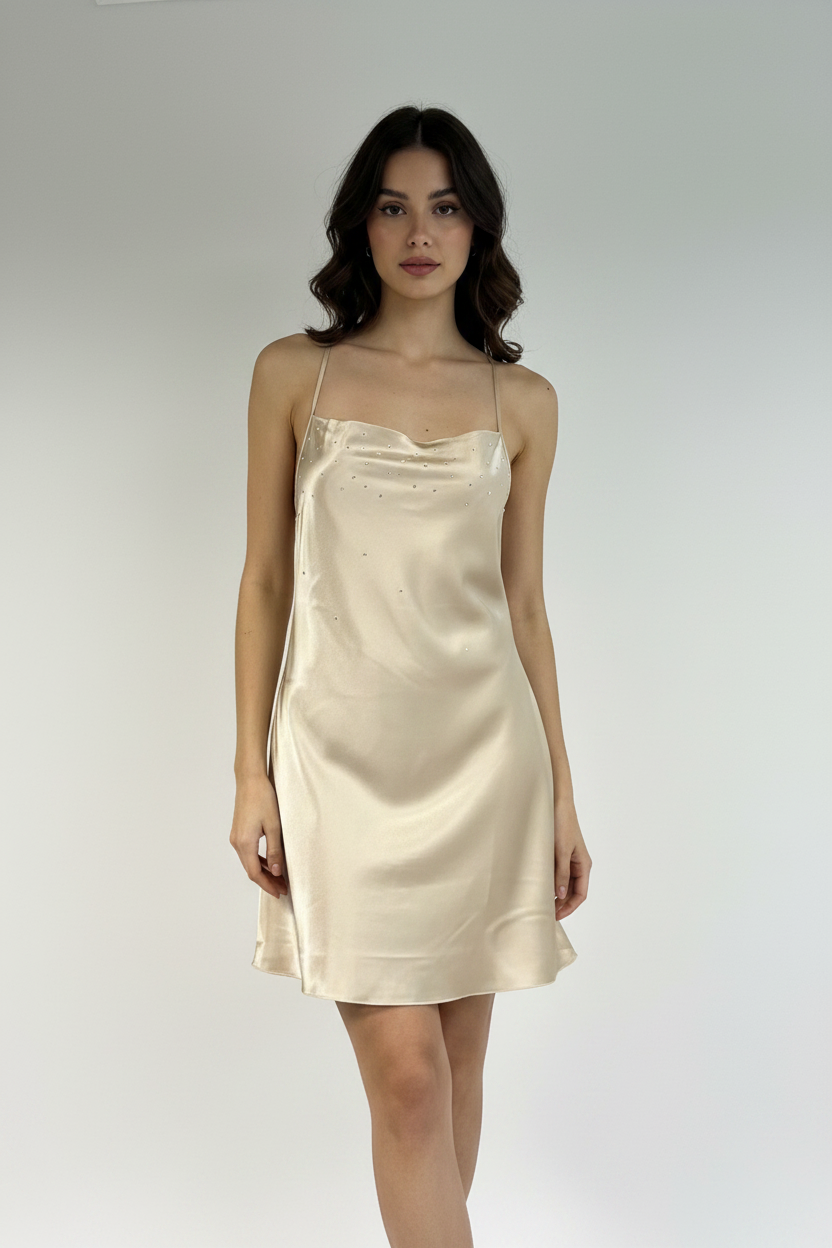 Champagne Gold Crystal Dress - Front