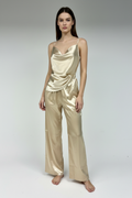 Champagne Gold Satin Set — White Studio Model