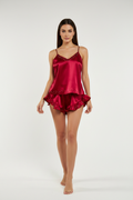 Deep Red Satin Set - Human Female Model