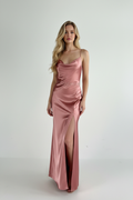 Dusty Rose Maxi Slip Dress - Blonde Model
