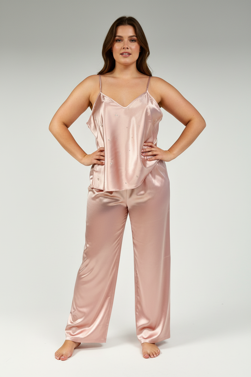 Rose Gold Satin Set — Plus Size Model
